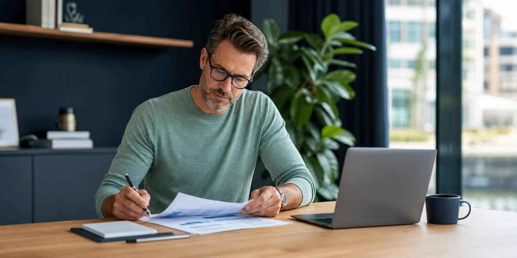 IT-consultant bekijkt een financiële planning