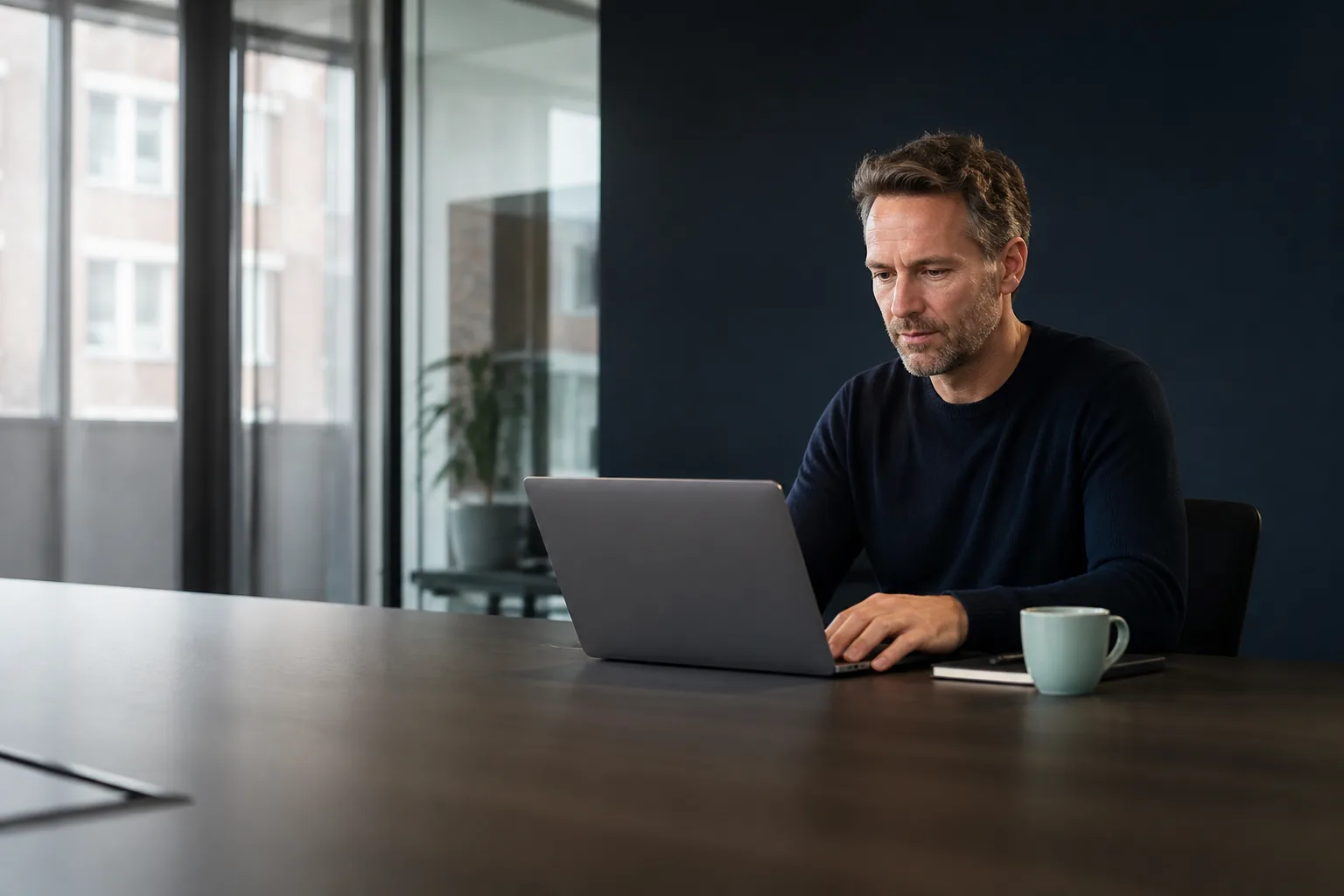 Test Automation Engineer werkt geconcentreerd achter zijn laptop